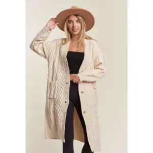 CABLE KNIT LONG SWEATER CARDIGAN