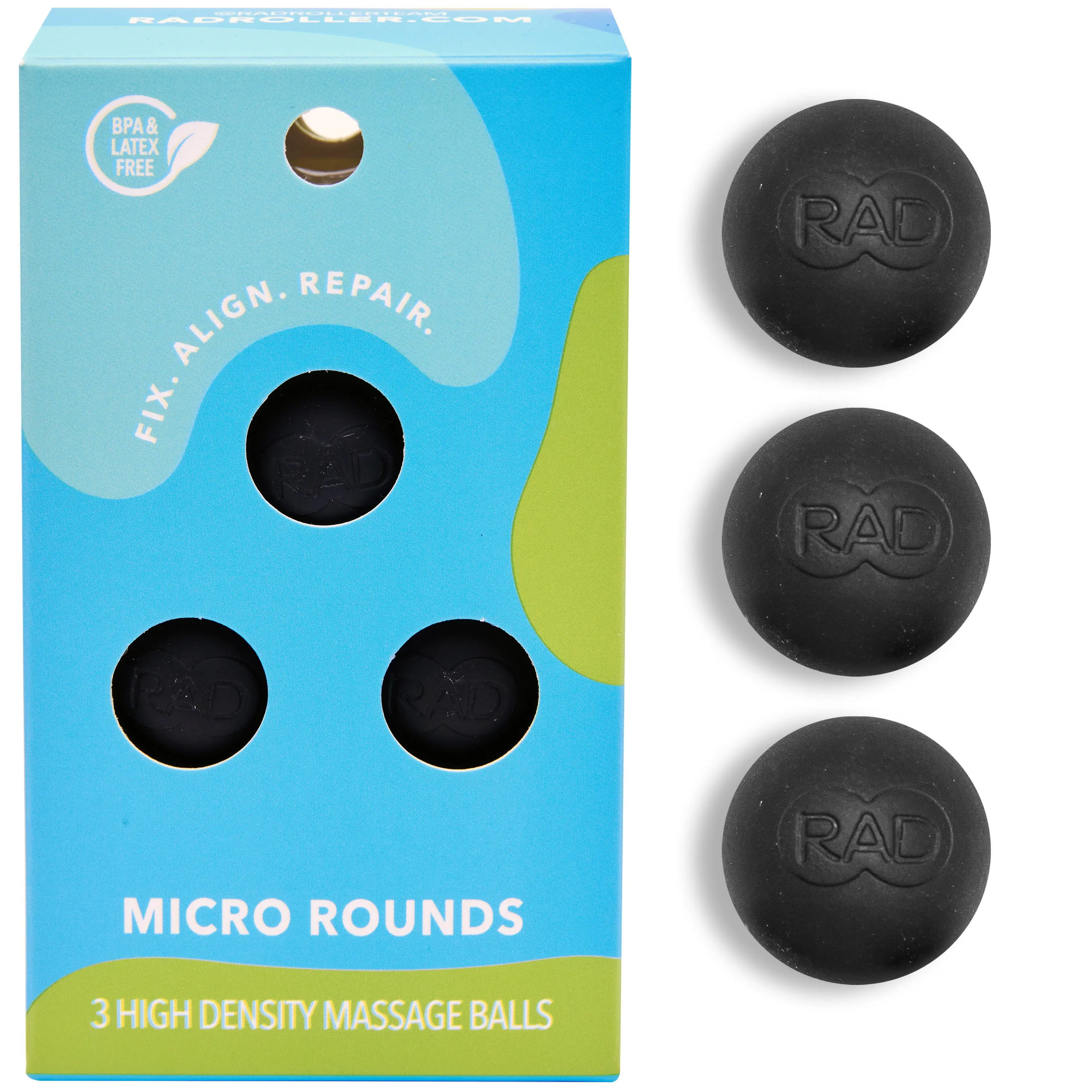 RAD Micro Rounds Myofascial Release Balls - Set of 3 High Density Therapy Balls for Feet, Jaw & Hands - Deep Tissue Massage for Plantar Fasciitis & Pressure Points