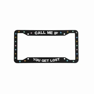 Black CMIFYGL License Plate Frame - Call Me If You Get Lost Design with Star Accents for Car Accessories
