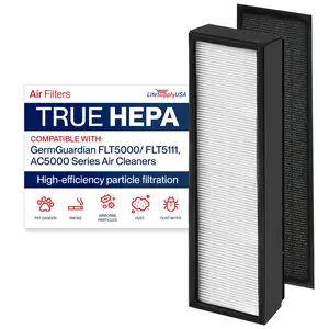 FLT5000/FLT5111 Filter C Replacement Compatible with GermGuardian AC5000 Series Air Purifiers HEPA + Carbon Pre-Filter Set by LifeSupplyUSA