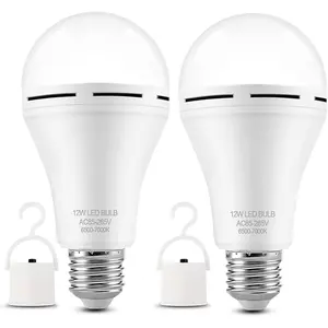 Rechargeable Light Bulbs 2 Pack  Light Bulbs for Power Outage Hurricane Camping   Light Bulb 12W E26 1500mAh  Light Bulb,Stay Lights Up When Power Failure