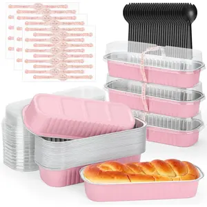 60 Pack 6.8oz Mini Loaf Baking Cake Pans with , Rectangle Disposable  Foil Loaf Baking Pans, Small Baking Cake Tins Cup Cake Containers for Thanksgiving Christmas Individual Cakes