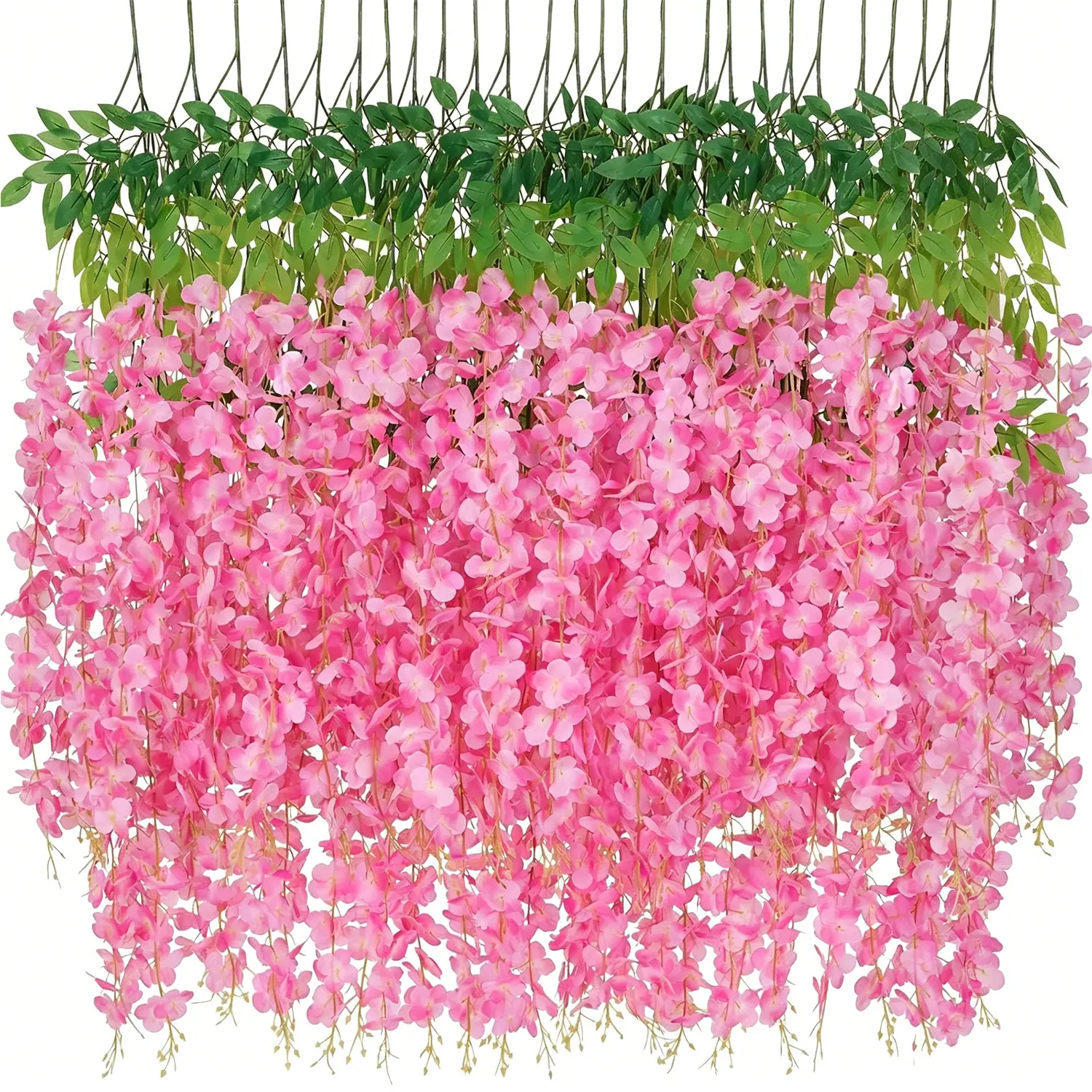 36 PCS Wisteria Hanging Flowers, 3.6ft Fake Wisteria Vines Artificial Wisteria Garland Silk Flower String for Wedding Arch Garden Party Home Ceiling Wall Backdrop Tent Decoration (Pink)