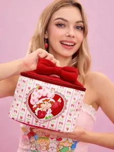 Strawberry Shortcake Zip Makeup Storage Bag - Character Art Design, Functional Luggage Accessory for Toiletry & Beauty Organization