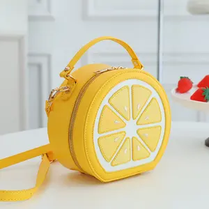 Lemon Purse for Women Cute Fruit Shaped PU Purse Crossbody Novelty Shoulder Bag Trendy Mini Stylish Top Handle Bags