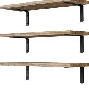Wooden Wall Floating Shelves, 3 Sets for Wall Décor, Bathroom Storage, Bedroom, Living Room – Rustic Brown