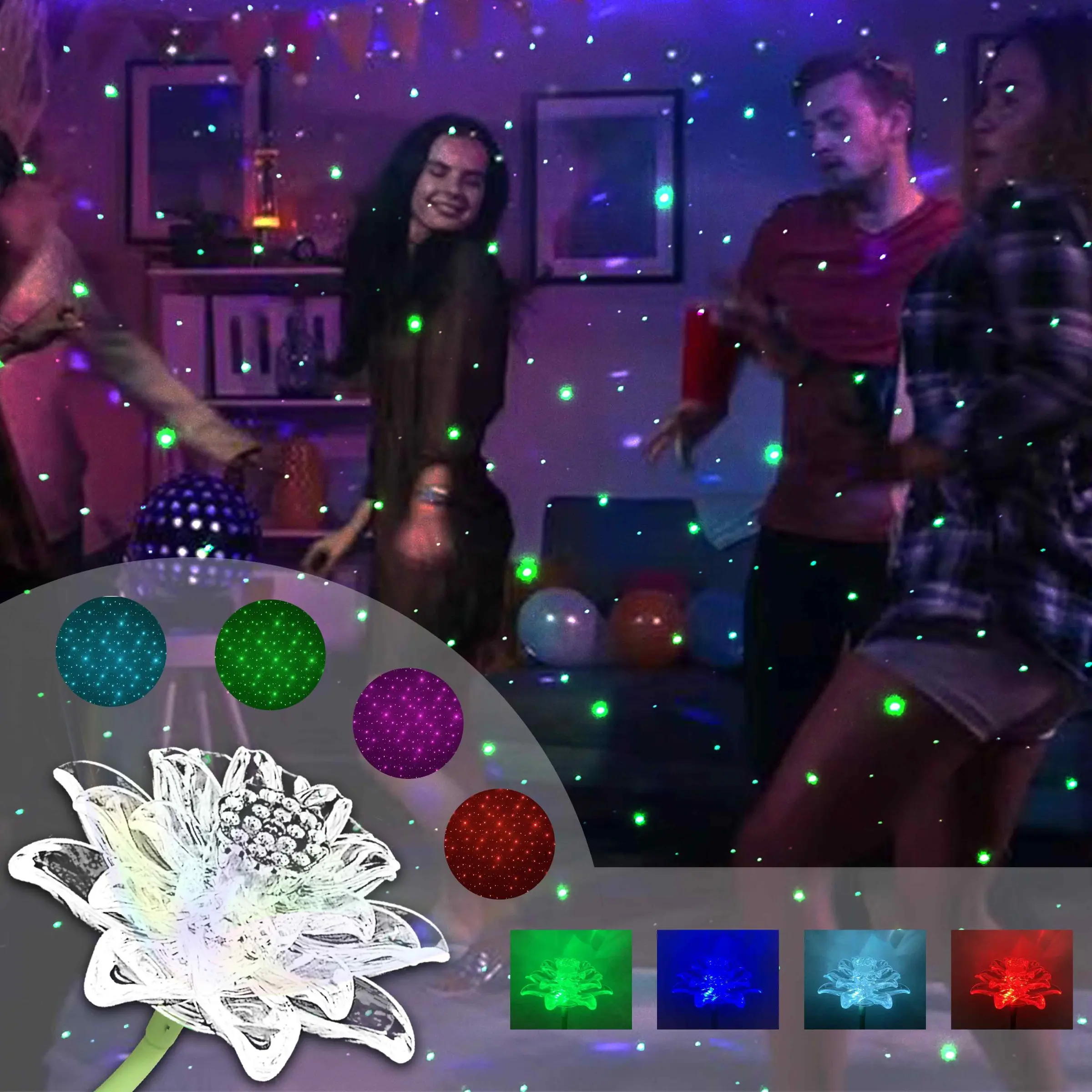 Lotus Star Projector Night Light, USB Powered Flexible LED Starry Sky Laser Projection Lamp, Led Star Lights, Decorative Atmosphere Lamp, Multi-Color Romantic Atmosphere Light for Car, Bedroom, Party, Home Decor, Gift for Women Men Kids