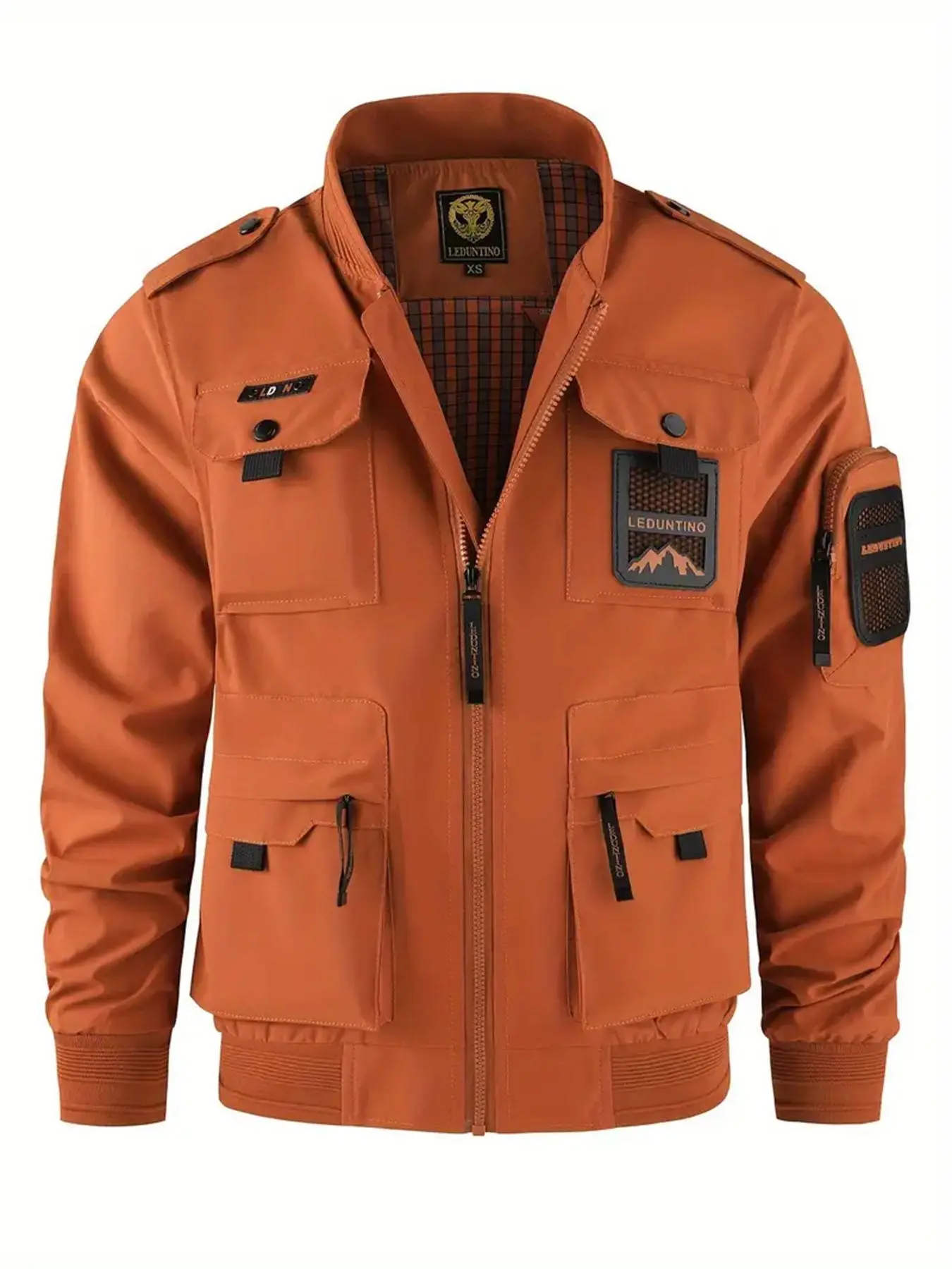 Men's Fashion Lightweight Jacket, Multi-Pocket Zipper Design, Outdoor Casual Windproof Stand Collar Coat for Hiking & Exercise