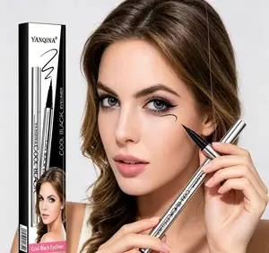 YANQINA Cool Black Liquid Eyeliner Pen, Waterproof Smudge-Proof Long Lasting Quick Dry Ultra Fine Tip Black Eyeliner for Perfect Wing Cat Eye Makeup