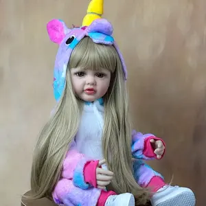 55cm/22 In Reborn Doll With Blonde Long Hair, Full Silicone Body Lifelike Realistic Princess Doll