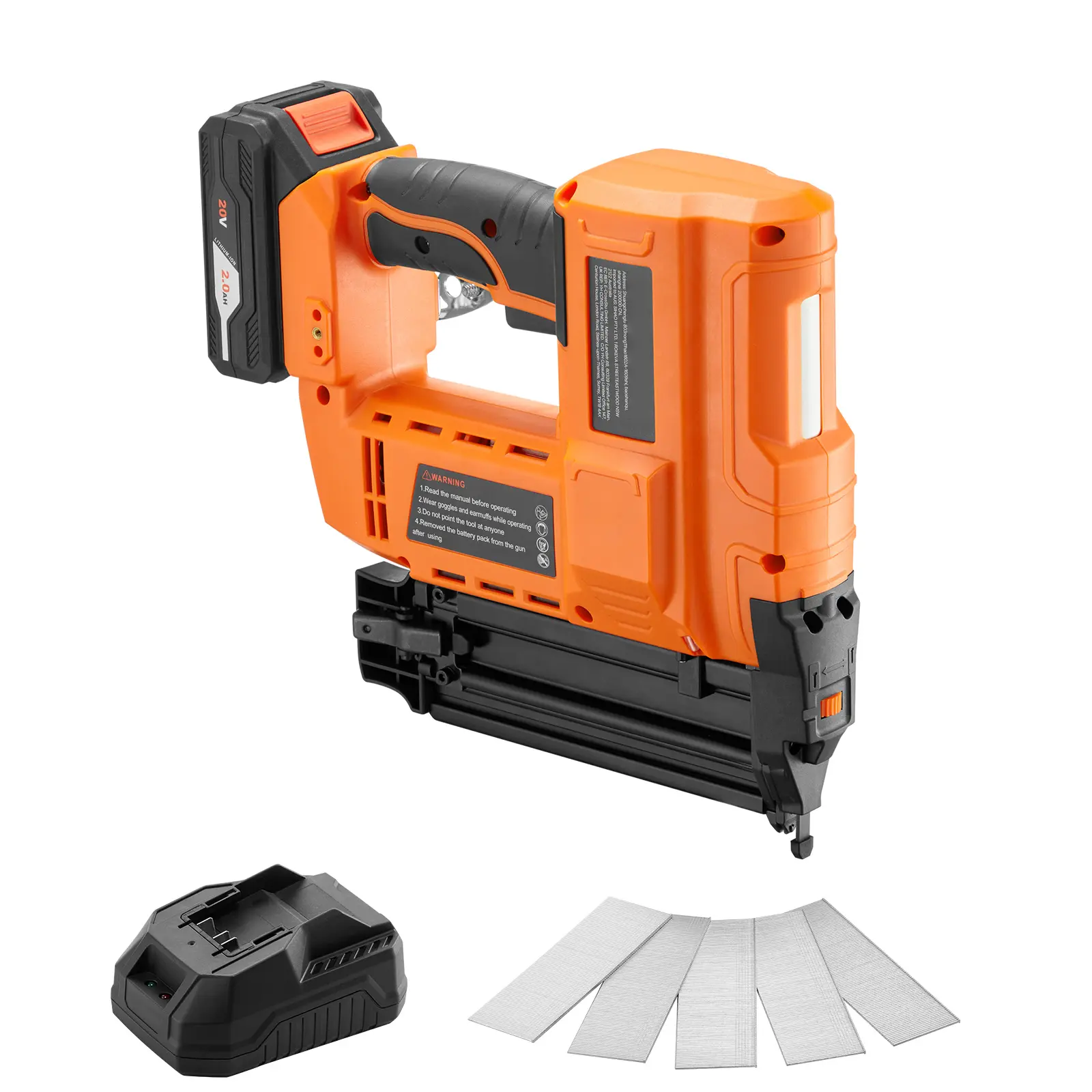 Cordless Brad Nailer, 18 Gauge, 20V Battery Powered Nail Gun, with 500 pcs Nails, 2.0 Ah Li-ion Battery and Charger, Adjustable Nailing Depth, for Home Improvement, Woodworking, DIY Project