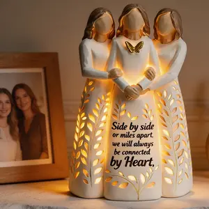 Friend Birthday Gifts for Women, Three Sisters Resin Figurine Light with Remote Control - Special 3 Sisters Friends Gift Christmas Friendship Day Present for Besties Female (No Batteries Included)