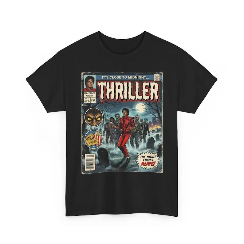Michael Jackson Thriller Comic T-shirt & Sweatshirt Unisex Crewneck Made In 100% Cotton, Design & Printed In The USA