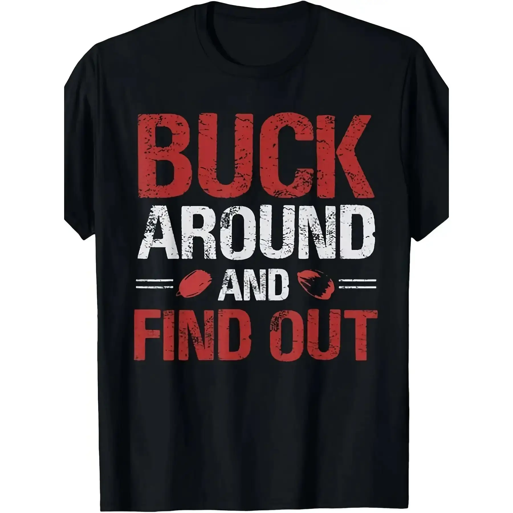 Buck Around and Find Out Ohio State Buckeyes Vintage Graphic Tee Ohio Map Buckeyes Logo Red Text Unisex Premium Cotton Casual Streetwear Top Funny Fan Gift For Daily Wear Family Matching Outfits Mens Adult Apparel