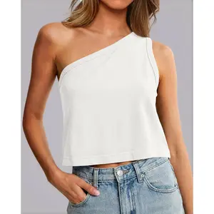 Make a Statement Without Trying. This Asymmetrical One-Shoulder Crop Top is Cool, Comfy, and Uniquely Y2K. Your Go-To Top for Concerts, Dates, or Sunny Days.