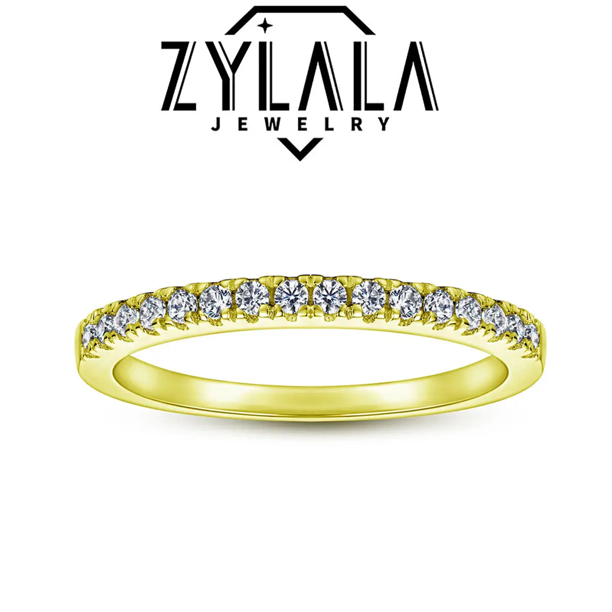 [260] Synthetic Moissanite Eternity Band Simple Style Sterling 925 Silver Ring Birthday Gift Casual Daily Wearing