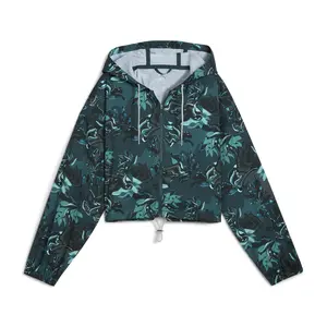 PUMA Womens Green Terrains Graphic Woven Jacket Athletic Outerwear Casual - Green