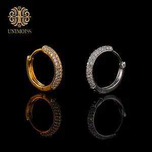 Unimoiss Lab-Created Moissanite Earrings, S925 Sterling Silver Studs Hoops - Iced Out, Hypoallergenic & Tarnish-Resistant, Unisex Gift for Daily Wear, Parties, Banquets, Birthdays & Anniversaries