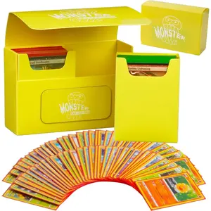 Monster Magnetic Double Trading Card Deck Box(YELLOW)-2 Removable Deck Sleeves-Holds 150 Gaming TCGs