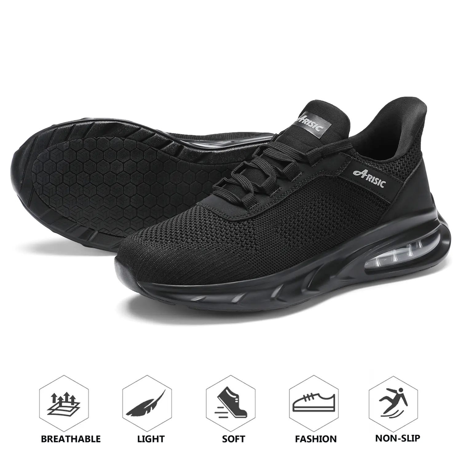 Soft Toe Slip-On Work Shoes for Men & Women, Breathable Mesh Non-Slip Cushioned Work Sneakers, Lightweight Anti-Slip Safety Shoes for Kitchen, Restaurant & Warehouse, Walking Shoes, Mesh Shoes