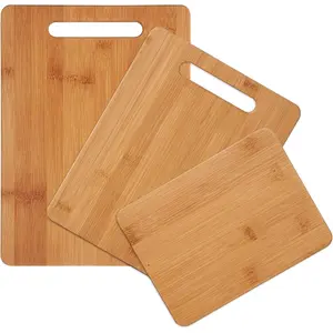 3-Piece Wood Cutting Board Set, Reversible Chopping Boards for Meal Prep and Serving, Set of 3 Assorted Sizes, Bamboo