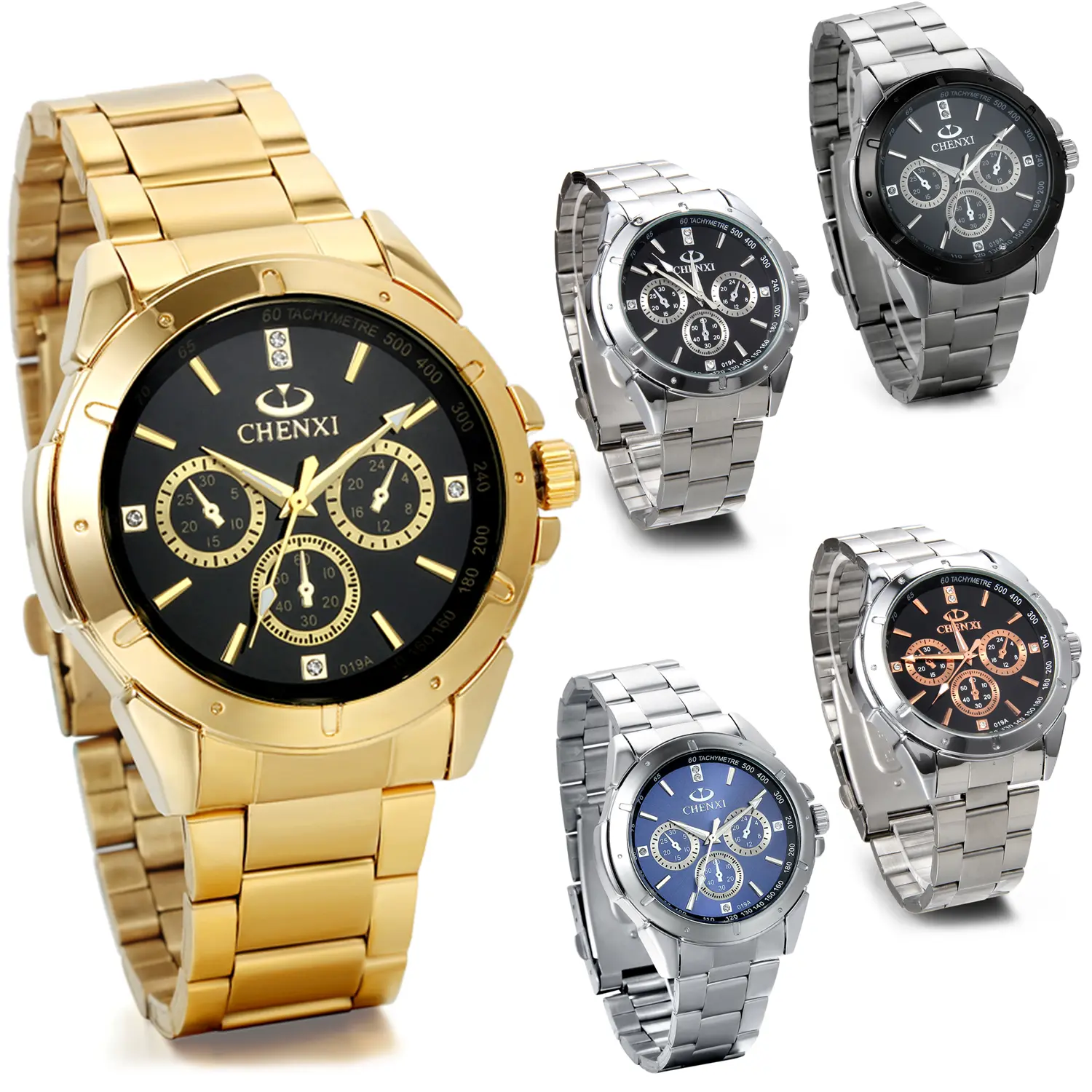 OIDEA Men's Three-Eye Chronograph-Style Dress Watch, Stainless Steel Band with Alloy Case, Quartz Analog Movement, Daily Water Resistant Wristwatch