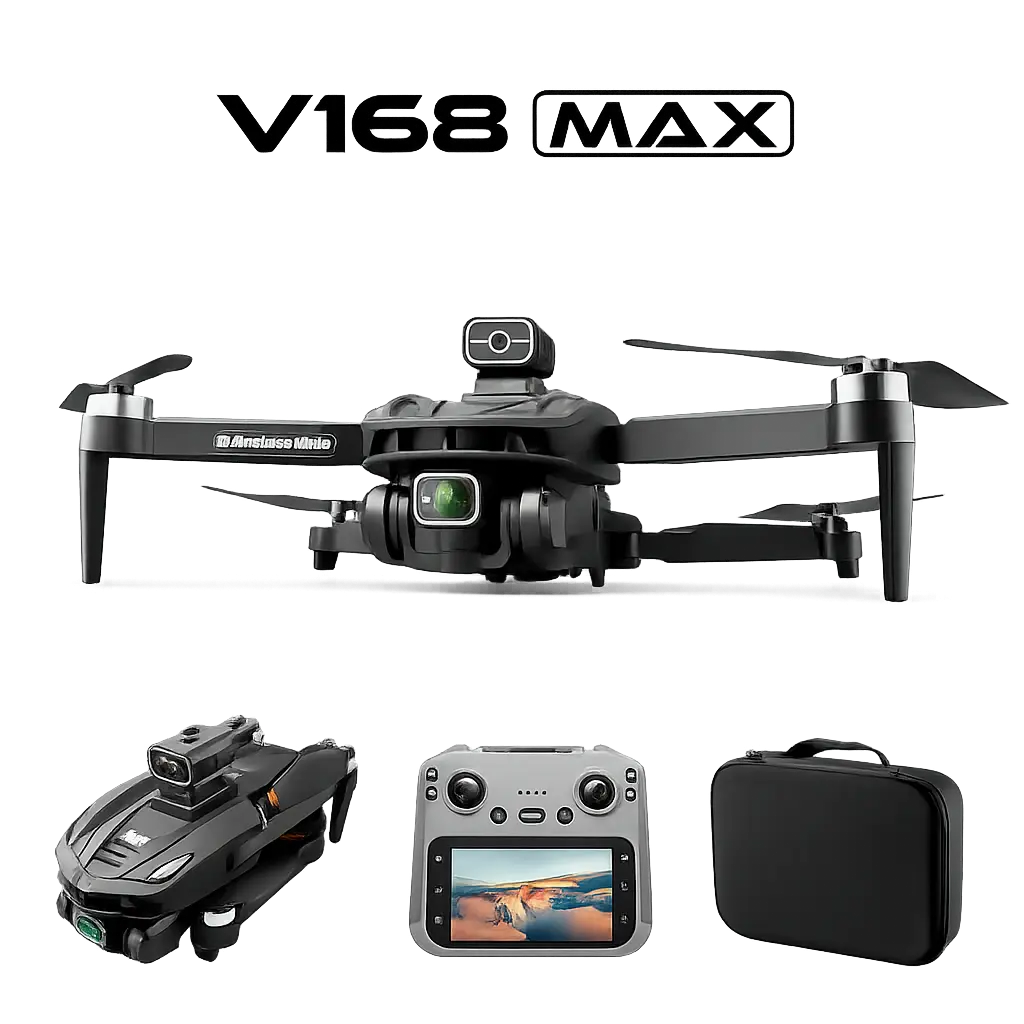 V168 MAX Foldable GPS Drone with Camera for Adults - 4.5 Inch Screen Remote Controller, Brushless Motor RC Quadcopter, Stable Optical Flow Hovering
