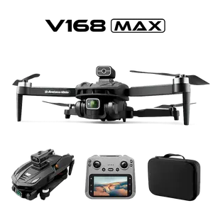 V168 Pro MAX Foldable GPS Drone with Camera for Adults - 4.5 Inch Screen Remote Controller, Brushless Motor RC Quadcopter, Stable Optical Flow Hovering