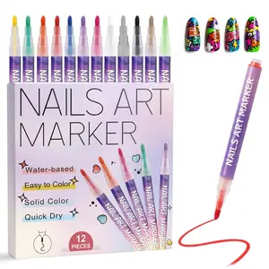 12-Color Numb Nail Art Pen Set with Broad Tip Quick-Drying Acrylic Paint for Bold Vivid Designs Waterproof Professional Manicure Tools Full Coverage