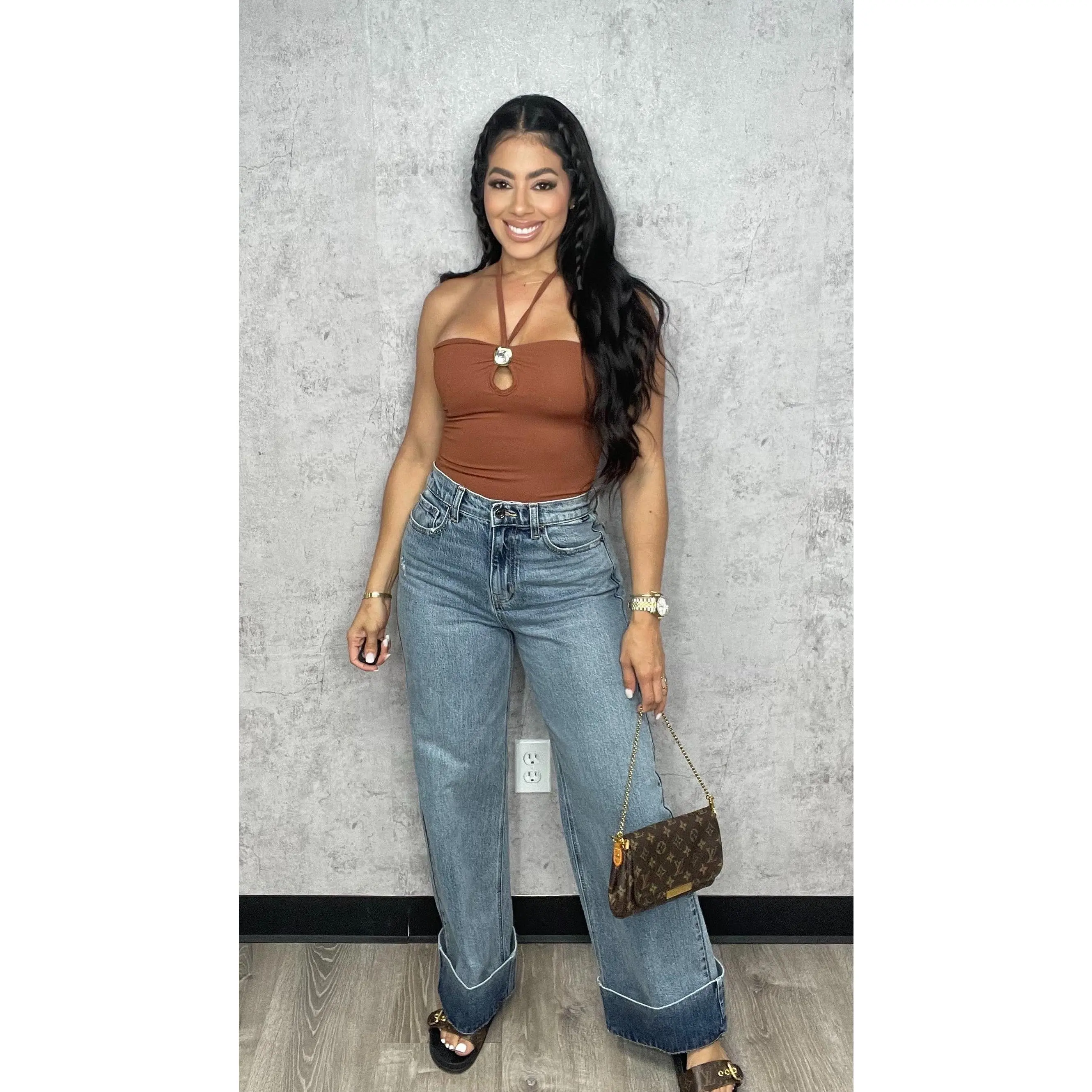 Folded  Cello Jeans Pants