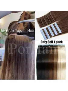12'' 16'' 20'' Invisible Tape In Hair Extensions Human Hair Double Side PU Tape Human Hair Extensions Natural Black Balayge Blonde Brown Seamless Tape In Hair Extensions 10pcs/Pack