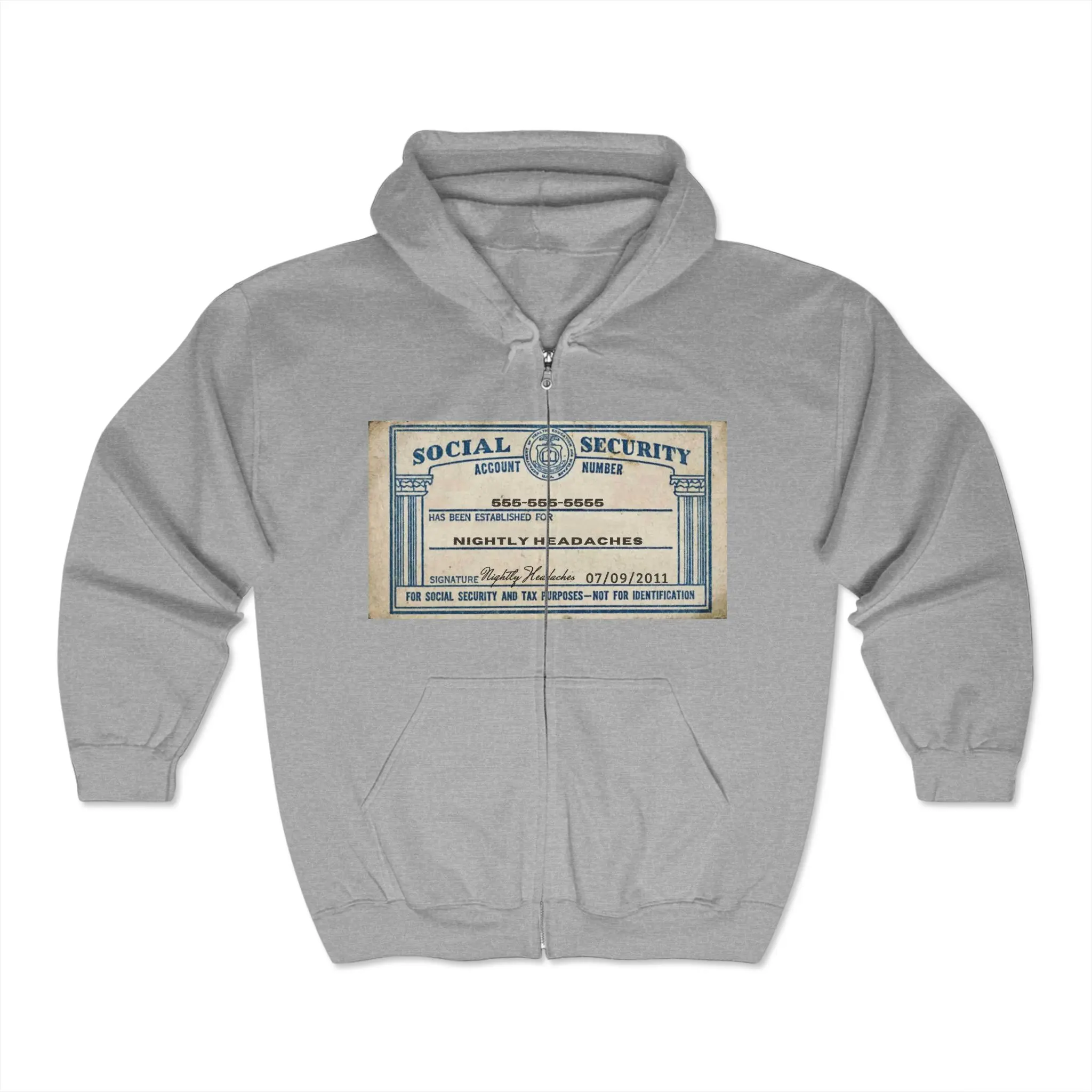 Nightly Headaches Social Security Zip Hoodie