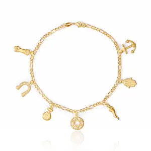 Women Mega Lucky Charm Anklet Bracelet 7 Amulets Good Luck Evil Eye Protection