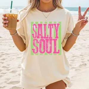 Salty Soul Summer Shirt, Summer Vacation Tee, Retro Graphic Summer Shirt, Vintage Beach Shirt, Trendy Graphic Tee | Gift T
