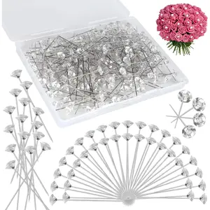 200 count  Bouquet Pins, Corsage Boutonniere Pins,2 Inch  Rhinestones Floral Pins,Straight Pins for Flower Bouquets Wedding Bridal Hair Accessories  DIY Decoration and Craft Sewing