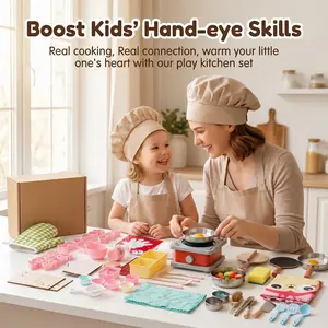 Kids Real Cooking Playset, Safe Mini Kitchen with Real Tools & Utensils, Montessori Learning Toy, Perfect Gift for Children 8-12 Who Love Cooking