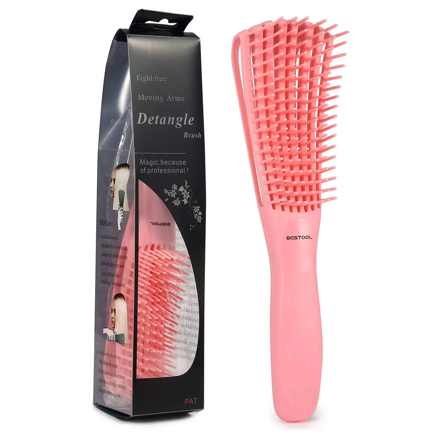 BESTOOL Detangling Brush for Black Natural Hair, Curly Afro Hair (Texture 3/4abc) – faster and easier detangling of wet or dry hair, no pain Hair Tools