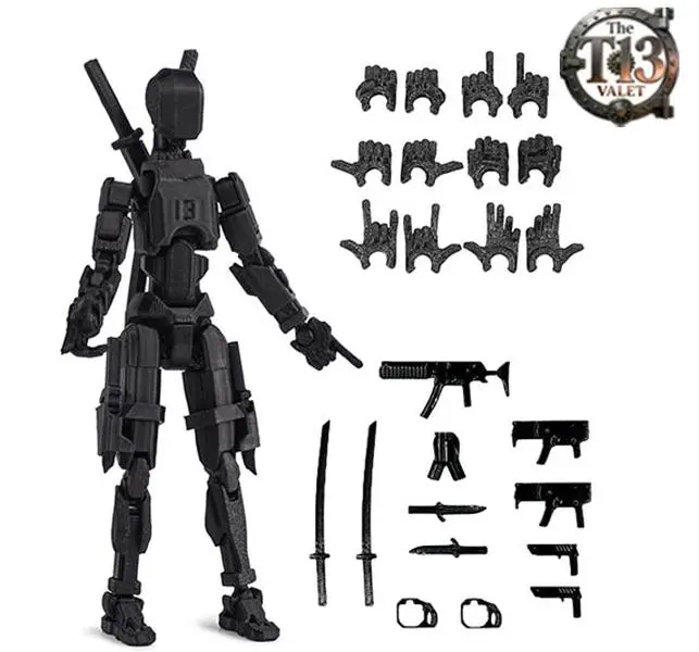 5.54in Multi-Jointed T13 Tian13 Articulated Dummy 3D Printed Sci-Fi Fantasy Themed Figure - 12-in-1 Accessories Set, Collectible Figurines, 8-10 Years Toys, Desktop Decoration, Birthday Gift