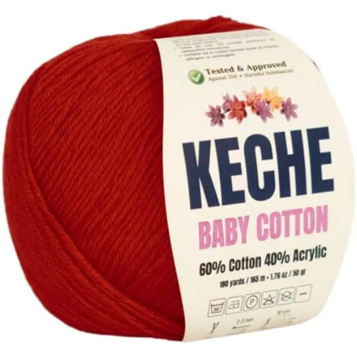 Cotton Yarn, 60% Cotton 40% Acrylic Yarn, Soft Cotton Yarn for Crochet and Knitting, Amigurumi Yarn 1 Skein/Ball 1.76 Oz (50g) / 180 Yrds (165m) - Red
