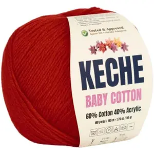 Cotton Yarn, 60% Cotton 40% Acrylic Yarn, Soft Cotton Yarn for Crochet and Knitting, Amigurumi Yarn 1 Skein/Ball 1.76 Oz (50g) / 180 Yrds (165m) - Red