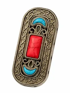 Vintage Ethnic Style Hair Clip with Artificial Turquoise Inlay, Elegant Accessory for Traditional Hairstyles, Unique Jewelry Piece
