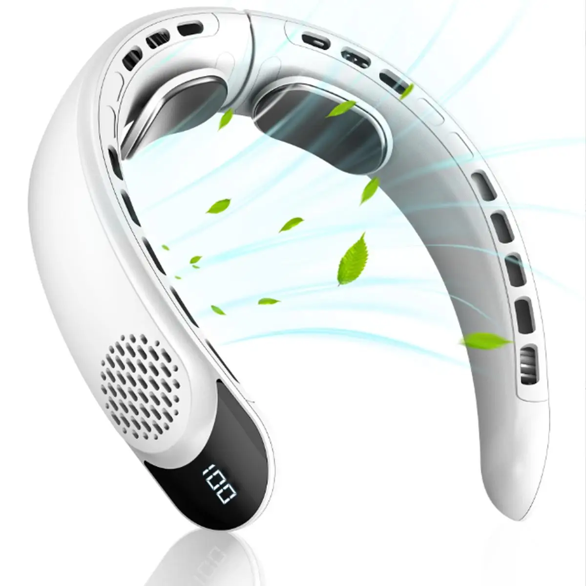 Adjustable Neck Fan, USB Rechargeable Large Capacity Endurance Bladeless Cooling Fan with Cooling Sensation, Portable Personal Fan for Home Office Out