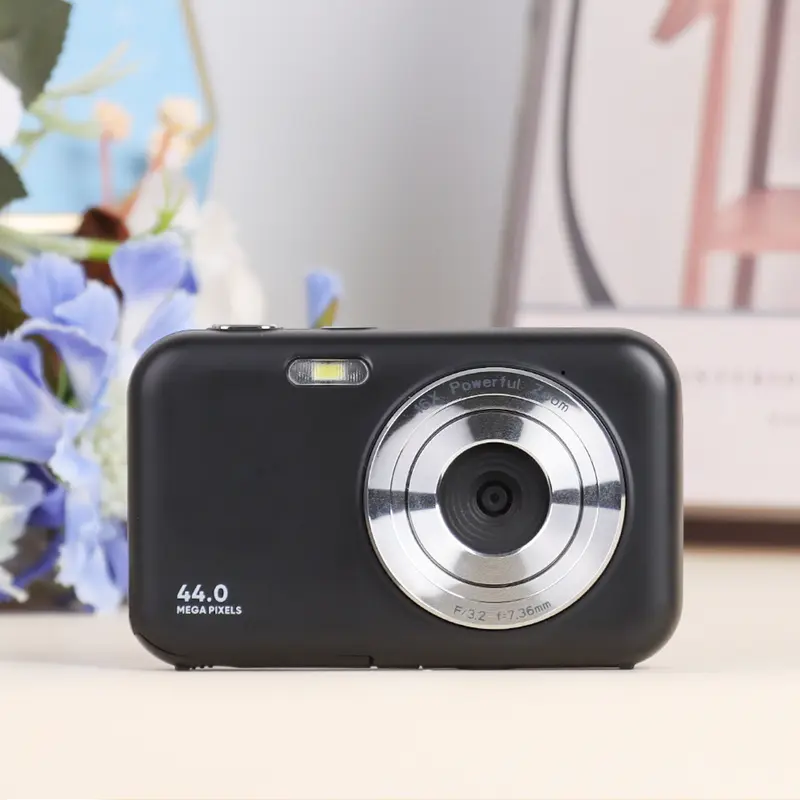 Portable Digital Camera, Compact Pocket Vlogging Camera with Neck Lanyard, 32GB Card, Anti-Shake, 16X Digital Zoom, FHD 1080P 44MP Point & Shoot Camera Suitable for Daily Photography and Holiday Gift【Classic Black】