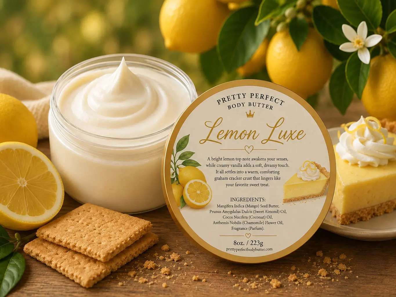 Lemon Luxe Body Butter, Hydrating Daily Body Moisturizer for Dry Skin, Beauty & Personal Care Bath Treatment long-lasting all-day scent