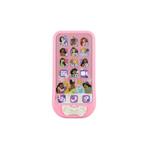 Disney Princess Pretend Phone Toy for Toddler Girls (3-4 Years) - Lightweight Educational Toy with Colorful Graphics, Touch Keypad, Numbers Learning, Counting, Quizzes, 3 Play Modes, 75+ Phrases