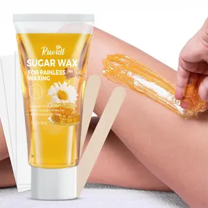 Soft Wax for Precision Eyebrow Trimming, Sugar Wax for Hair Removal, Beeswax, Bare Smooth Wax – Travel and At-Home Sugar Wax Kit for Facial and Body Hair Removal, Includes Wax, Wax Sticks and Removal Papers, Waxing Set