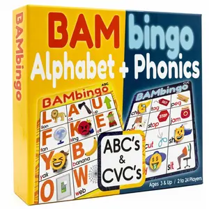 BAMBingo Alphabet and Phonics Game for Kids Ages 3 to 7 - ABC Learning, Letter Recognition, CVC Words, Educational Bingo