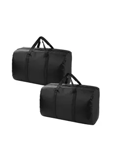 2 Pack 96L Extra Large Moving Bags with Zippers & Carrying Handles for Storage, Packing, Traveling, Camping, Langdry, Big Heavy Duty Moving Totes Bags for Clothes, Supplies and Space Saving Black