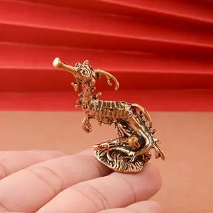 Antique Style Gold Seahorse Brass Decoration, Lifelike Home and Office Collection Decor, Perfect for Desk and Room Display