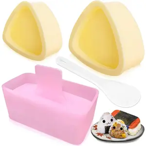 3-Pack Onigiri Mold Musubi Press Maker, Triangle Rice Ball Kitchen Utensils for Kid Lunch Bento & Home DIY, Ladle-Friendly Design That Works with Plates